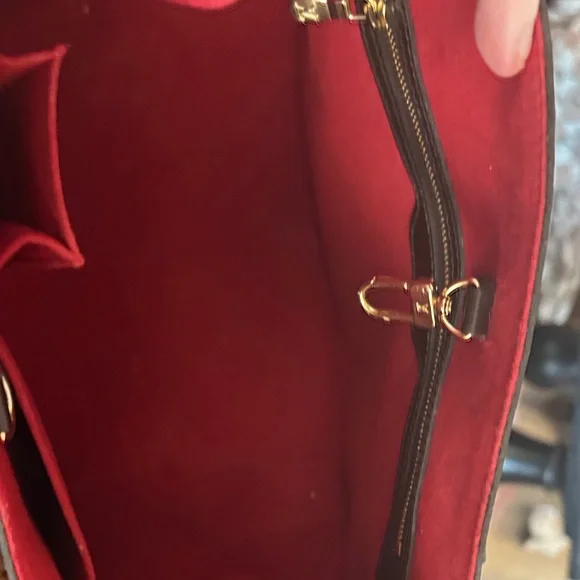Louis Vuitton Brown Damier Ebene Tote with Red Interior - Picture 12 of 16
